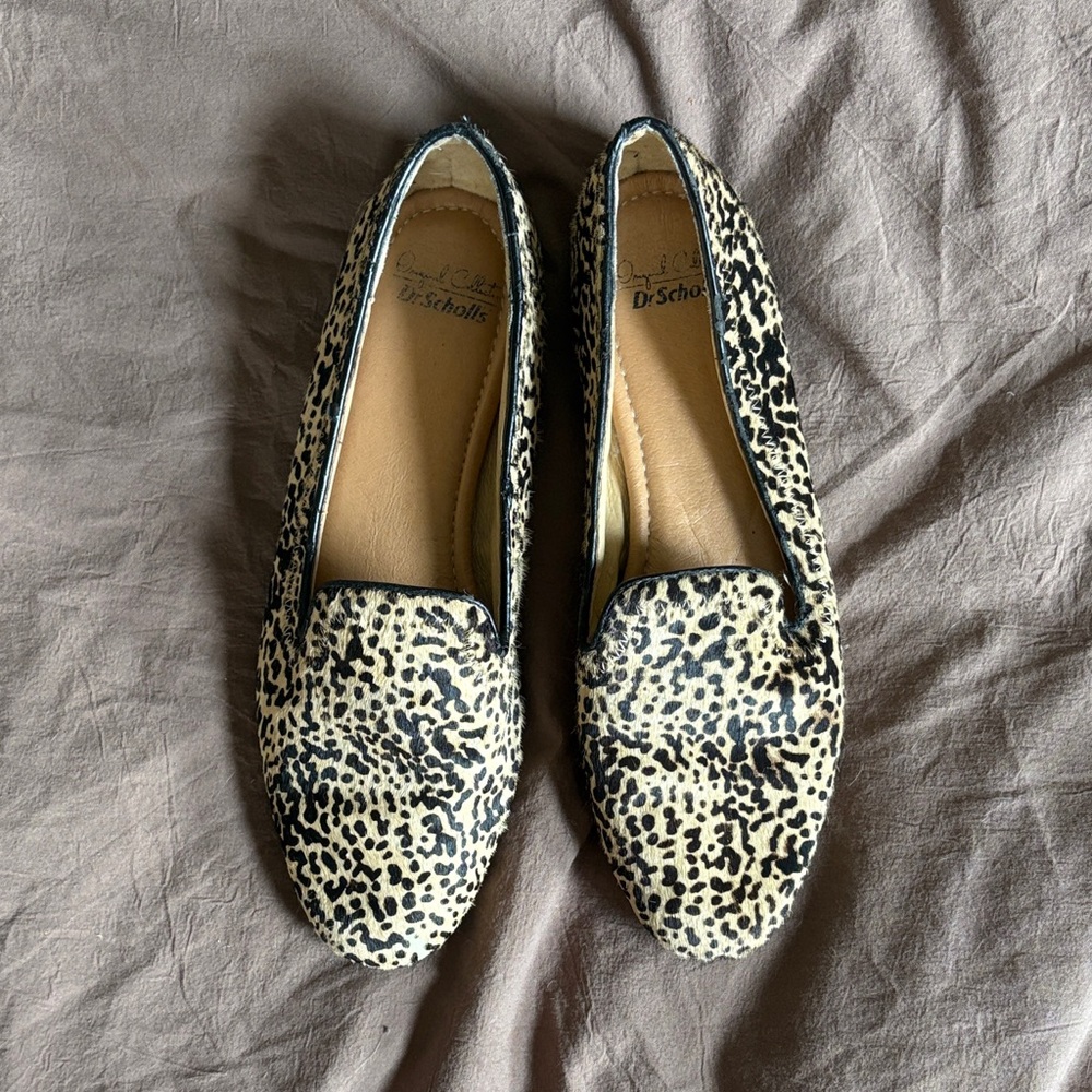 Dr. Scholl's Leopard Print Slip-On Flats - Black & Cream